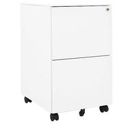 Ziaphsol Armoire de Bureau Mobile en Acier Blanc 39x45x67 cm avec 2 tiroirs à roulement, Serrure, Roues avec Frein, capacité 50 kg, idéale pour Rangement Dossier, Document, classeur, Maison ou Bureau