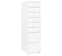 Ziaphsol Armoire de classement blanche avec roulettes en métal, 8 tiroirs, 28 x 41 x 109 cm, bac à roulettes pour bureau, archives, dossiers suspendus, documents, espace de rangement et ordre dans le