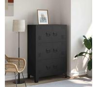Ziaphsol Armoire de rangement industrielle noire 75 x 40 x 115 cm en métal, 6 portes, espace de rangement, commode avec porte-étiquette et fentes d'aération, rangement pour l'ordre