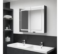 Ziaphsol Armoire de Salle de Bain à Miroir LED Noir Brillant 80x12x68 cm avec Rangement intérieur, Panneau MDF Durable, éclairage Doux pour Maquillage, Accessoires, aménagement Mural