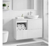 Ziaphsol Armoire de Salle de Bain Blanche Brillante 30 x 35 x 50 cm avec Rangement spacieux pour lavabo, Miroir et Accessoires, idéale pour aménagement Mural ou Sol dans Salle de Bain Moderne