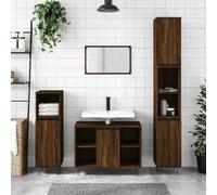 Ziaphsol Armoire de Salle de Bain en Bois d'ingénierie chêne Marron 80x33x60cm avec Porte réglable, étagères, Pieds en Fer, idéale pour Rangement, Toilette, WC, Douche, buanderie, aménagement Mural