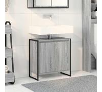 Ziaphsol Armoire de salle de bain gris Sonoma 60 x 30 x 60 cm 3 portes debout peu encombrante pour salle de bain, WC d'invités et lavabo Robuste avec espace de rangement