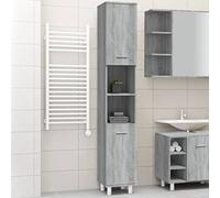 Ziaphsol Armoire de Salle de Bain Sonoma Gris 30x30x179 cm en Bois d'ingénierie avec 6 Compartiments, 2 Portes, poignée, Fixation Murale, idéale pour Rangement, Organisation et aménagement intérieur