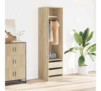 Ziaphsol Armoire en chêne Sonoma 50 x 50 x 200 cm en bois avec 2 tiroirs, compartiment ouvert, tringle à vêtements, espace de rangement pour chambre à coucher, dressing, couloir et quotidien
