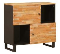 Ziaphsol Armoire latérale marron en bois massif de mangue, 80 x 33 x 75 cm, avec espace de rangement, buffet pour salon, meuble TV, console multimédia, tiroirs