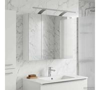 Ziaphsol Armoire Miroir Salle de Bain Blanc 60 x 14,5 x 50 cm avec Étagères Rétractables, Rangement Murale, Pieds, Fonction LED, Idéal pour Toilette, WC, Douche, Buanderie, Organisation