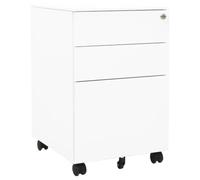 Ziaphsol Armoire Mobile en Acier Blanc 39x45x60 cm avec 3 tiroirs à roulement, Serrure et clés, Porte-Crayons, Roues Stables, idéale pour Rangement de dossiers, Documents