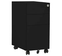 Ziaphsol Armoire Mobile en Acier Noir 30x45x59 cm avec 3 tiroirs à glissières à Billes, Serrure et clés, Porte-Crayon, Roues pour Rangement de dossiers Suspendus Lettre, légal, A4, Bureau Maison