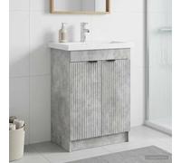 Ziaphsol Armoire sous évier de Salle de Bain en Bois d'ingénierie Gris béton avec Porte pivotante et Rangement spacieux pour aménagement intérieur Moderne