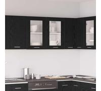 Ziaphsol Armoire Suspendue Lyon Chêne Noir 80 x 31 x 60 cm avec étagère en Bois d'ingénierie pour Rangement Cuisine Moderne, Meuble Pratique pour Salle à Manger et Salon