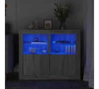 Ziaphsol Armoires latérales avec lumières LED RVB 2 pièces en Bois d'ingénierie Sonoma Gris pour Rangement Pratique et décoration Moderne avec Porte configurable et connecteur USB