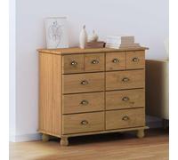 Ziaphsol ASKIM Commode à tiroirs en pin massif marron 91 x 40 x 79 cm avec 8 tiroirs pour salon, couloir