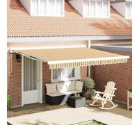 Ziaphsol Auvent extensible multicolore 400 x 300 cm, tissu et métal, bras articulé, protection solaire pour jardin, terrasse, balcon avec protection UV et pluie, montage facile et ombrage durable