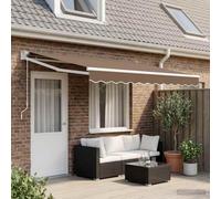 Ziaphsol Auvent extensible taupe 4 x 3 m en polyester et métal avec protection UV, hydrofuge et résistant à la corrosion pour terrasse, jardin, balcon avec manivelle et support de montage