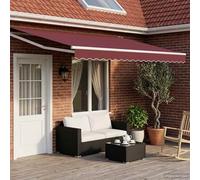 Ziaphsol Auvent rétractable électrique Bourgogne et Blanc 4,5 x 3 m Store banne Toile pergola Solaire avec télécommande, manivelle, Aluminium, terrasse Jardin Patio ombrage Protection extérieur