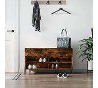 Ziaphsol Banc à Chaussures en Bois d'ingénierie chêne fumé 102x35x55 cm avec Rangement modulable, étagères, tiroirs, Support Robuste et Pieds en Fer pour entrée, Couloir ou vestiaire