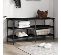 Ziaphsol Banc à chaussures noir en bois et métal 100 x 38,5 x 49 cm, 3 étagères, capacité de charge de 110 kg, banc pour couloir, vestiaire, salon, avec espace de rangement