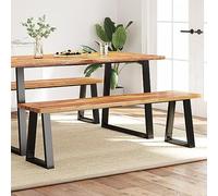 Ziaphsol Banc avec bord d'arbre 160 cm en bois d'acacia massif, finition huilée, pieds en acier en U, pour couloir et salon, banc robuste avec espace de rangement