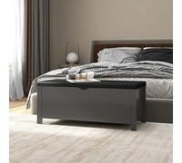 Ziaphsol Banc avec espace de rangement et coussin, gris, 105 x 40 x 45 cm, matériau en bois, boîte de rangement avec couvercle, rembourrage et pliable pour l'ordre dans le salon, la chambre à coucher