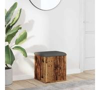 Ziaphsol Banc coffre aspect bois vieilli avec espace de rangement, coussin rembourré, 42 x 42 x 45 cm, matériau en bois, vestiaire, banc à chaussures pour salon, chambre à coucher et entrée