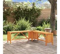 Ziaphsol Banc d'angle de jardin avec pot de fleurs en bois d'acacia massif - 117 x 117 x 40 cm - Banc avec finition huilée - Résistant aux intempéries - Pour terrasse et jardin - Avec jardinière et
