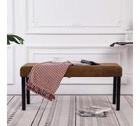Ziaphsol Banc de 106 cm marron aspect daim avec cadre en bois, siège rembourré, espace de rangement pour couloir, garde-robe, chambre et salon, facile à nettoyer