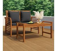 Ziaphsol Banc de canapé avec Coussins Gris foncé en Bois d'acacia Massif pour mobilier extérieur terrasse Patio Balcon Parc Cour Veranda, Design Confortable et Robuste pour détente et Lecture