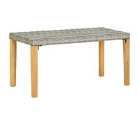 Ziaphsol Banc de Jardin 120 cm Gris en résine tressée et Bois d'acacia Robuste pour terrasse, Patio ou Parc, mobilier extérieur Durable, idéal pour détente, Lecture ou Accueil