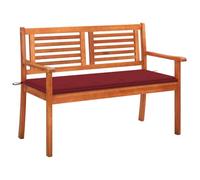 Ziaphsol Banc de jardin 2 places avec coussin en bois d'eucalyptus massif - 120 cm - Surface huilée - Pour terrasse, balcon, véranda - Banc pour extérieur et jardin d'hiver