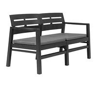 Ziaphsol Banc de Jardin à 2 Places avec Coussins Anthracite en Plastique résistant aux intempéries, idéal pour terrasse, Patio, Balcon ou Parc, pour détente, Lecture et convivialité