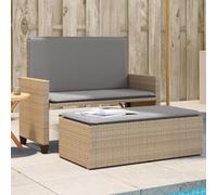 Ziaphsol Banc de Jardin Beige en résine tressée avec Coussins et Repose-Pied Multifonctionnel pour terrasse Patio Veranda mobilier extérieur de détente et Lecture