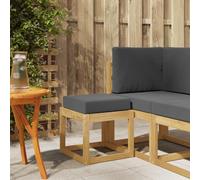 Ziaphsol Banc de Jardin Blanc modulable en Bois d Acacia Massif 43 x 43 x 45 cm, canapé Fauteuil Pouf Angle Module siège Banquette, extérieur terrasse Balcon Patio véranda Lounge