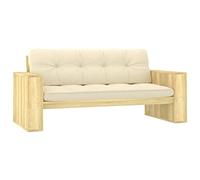 Ziaphsol Banc de Jardin en pin imprégné avec Coussins crème 179 cm pour terrasse Patio Balcon mobilier extérieur Robuste et Confortable idéal pour détente, Lecture et convivialité