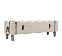 Ziaphsol Banc de rangement en bois de sapin massif et acier, siège rembourré, 111 x 34 x 37 cm, coffre de rangement avec couvercle, pour couloir, garde-robe, chaussures