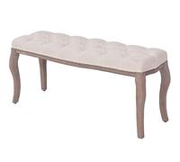 Ziaphsol Banc en lin en bois massif blanc crème 110 x 38 x 48 cm rembourré pour couloir, garde-robe, salon et chambre à coucher avec confort d'assise élégant et forme compacte
