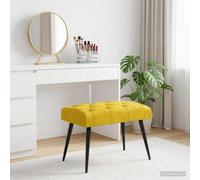 Ziaphsol Banc en velours avec piqûre à boutons Jaune 60 x 40 x 45 cm Banc rembourré en bois avec pieds en métal pour couloir, couloir, chambre à coucher, salon, chaise de cuisine confortable