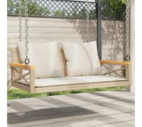 Ziaphsol Banc suspendu avec coussin beige - 109 x 62 x 40 cm - En rotin synthétique - Acier revêtu par pulvérisation - Résistant aux UV - Pour jardin, balcon, véranda, jardin d'hiver