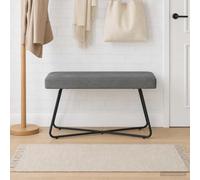 Ziaphsol Banc uni gris foncé 80 x 40 x 45 cm en velours pour couloir, garde-robe avec rembourrage en mousse, pieds croisés et cadre en bois pour salle à manger