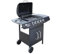 Ziaphsol Barbecue à gaz 4 Zones de Cuisson + 1 Zone latérale Noir pour extérieur Jardin terrasse Camping Barbecue Grill plancha Viande Poisson légumes brochettes