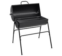 Ziaphsol Barbecue au charbon de bois en acier avec 2 grilles, revêtement noir, dimensions totales 80 x 95 x 90 cm, grille de maintien au chaud pour terrasse, balcon, jardin, pour griller la viande et