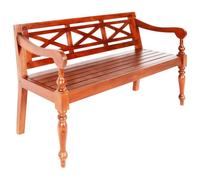 Ziaphsol Batavia Banc marron foncé en bois massif d'acajou 123 cm Banc pour 3 personnes avec accoudoirs incurvés pour couloir, dressing, salon et entrée