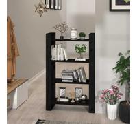 Ziaphsol Bibliothèque séparateur de pièce Noir en Bois de pin Massif 80x35x125 cm Meuble de Rangement Polyvalent pour Salon Bureau Chambre entrée Couloir