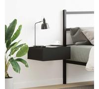 Ziaphsol Black Floating Bedside Table 40x30x15 cm Engineered Wood Wall-Mounted Storage Shelf with Drawer for Bedroom Living Room Modern Vintage Decor