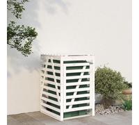 Ziaphsol Boîte à poubelles blanche en pin massif 84 x 90 x 128,5 cm, revêtement de poubelle avec serrure, ventilation, porte et couvercle pour jardin, cour, terrasse, allée