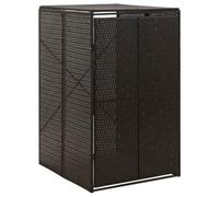 Ziaphsol Boîte à poubelles pour 1 poubelle - Noir - 70 x 80 x 117 cm - En rotin synthétique - Cadre en acier revêtu par pulvérisation - Porte verrouillable - Couvercle - Pour jardin, cour et terrasse