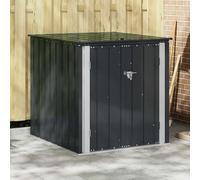 Ziaphsol Boîte de rangement de jardin verrouillable en acier noir 101,5 x 107 x 100 cm pour abri à outils, rangement de jardin, outils, vélo, barbecue, résistant aux intempéries, avec serrure à loquet