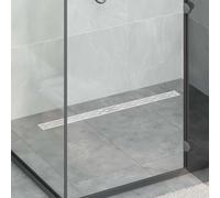 Ziaphsol Bonde de douche argentée 90 cm en acier inoxydable 304 avec design ligné, réglable en hauteur de 0 à 30 mm, amovible, carrelage, pour intérieur, avec crochet, chiffon et tuyau en plastique