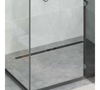 Ziaphsol Bonde de douche avec couvercle en verre, siphon 360°, acier inoxydable 304 noir, 100 cm, carrelage, amovible, réglable en hauteur 0 à 30 mm, pour douche moderne, intérieur, sans odeur