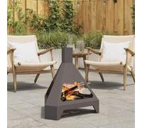 Ziaphsol Braise Noir 50 x 43 x 52 cm Foyer en Acier Résistant pour Extérieur, Cheminée Triangulaire avec Flamme Chaleureuse, Idéal pour Balcon, Jardin, Terrasse, Rassemblements en Plein Air